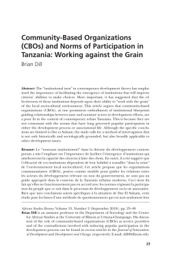 Community-Based Organizations (CBOs) and Norms of Participation
