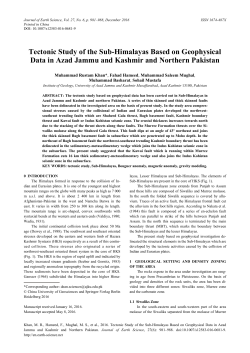 Tectonic Study of the Sub-Himalayas Based on Geophysical Data in