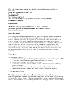 ENG 241, Enlightenment and the Rise of Angl
