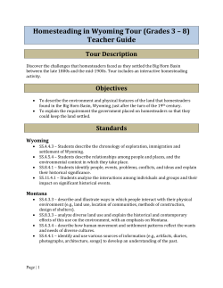 Teacher Guide for the Homesteading in Wyoming Guided Tour