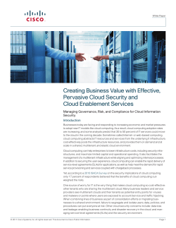 Creating Business Value with Effective, Pervasive Cloud