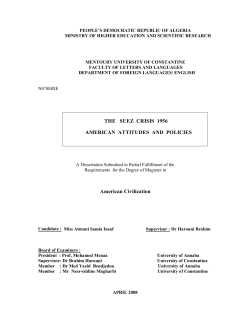 THE SUEZ CRISIS 1956 AMERICAN ATTITUDES AND POLICIES