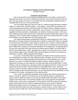 US Defense Strategy and the Defense Budget