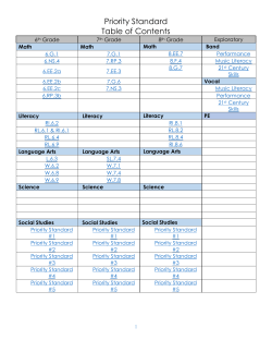 Priority Standard Table of Contents
