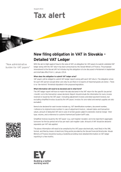 New filing obligation in VAT in Slovakia – Detailed VAT Ledger