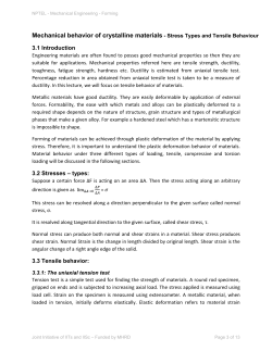Mechanical behavior of crystalline materials