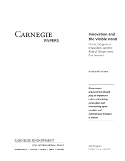 Innovation and the Visible Hand: China, Indigenous Innovation, and