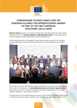 Commissioner Thyssen hands over the