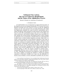 Settlement Class Actions, the Case-or