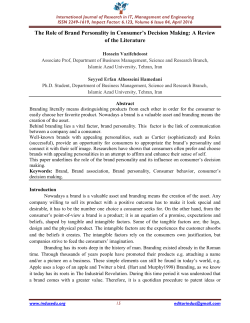 The Role of Brand Personality in Consumer`s