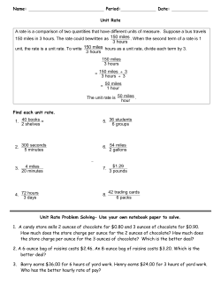 Unit Rate and Problem Solving