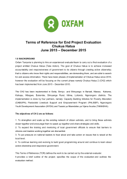 Terms of Reference for End Project Evaluation