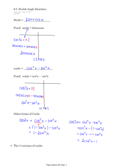 6.5 Double Angle Identities