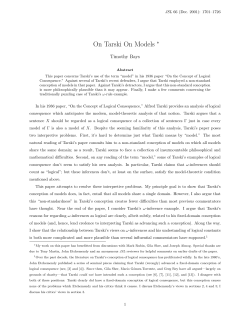 On Tarski On Models - University of Notre Dame