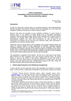 Chile`s contribution: Competition Policy and Consumer Protection