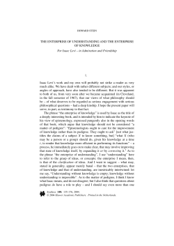 The Enterprise of Understanding and the Enterprise of Knowledge