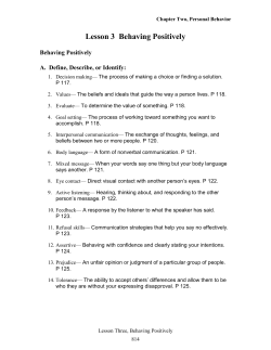 Lesson 3 Behaving Positively