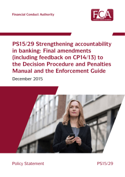 PS15/29 Strengthening accountability in banking: Final amendments