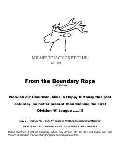 From the Boundary Rope - Milnerton Cricket Club