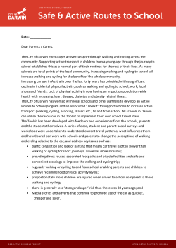 Dear Parents / Carers, The City of Darwin encourages active