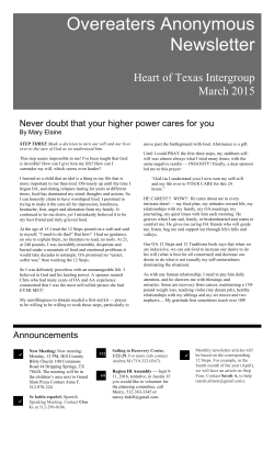 Overeaters Anonymous Newsletter