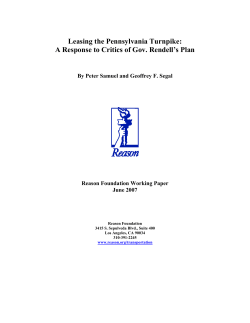 Leasing the Pennsylvania Turnpike: A Response to Critics of Gov