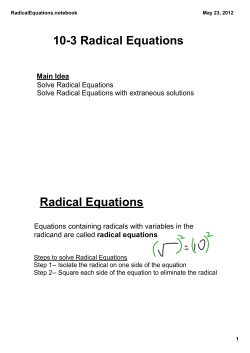 103 Radical Equations Radical Equations