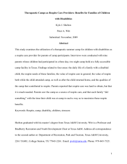 Therapeutic Camps as Respite Care Providers: Benefits for Families