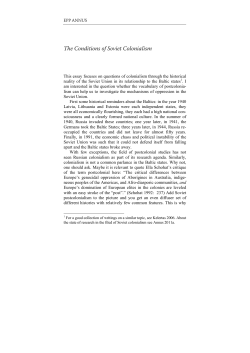 The Conditions of Soviet Colonialism