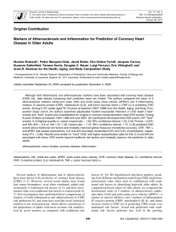 Markers of Atherosclerosis and Inflammation for Prediction of