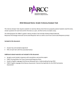 2016 Released Items: Grade 4 Literary Analysis Task