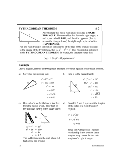 PYTHAGOREAN THEOREM Example