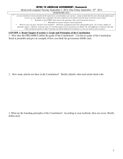 INTRO TO AMERICAN GOVERNMENT: Homework Homework