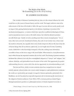 Re-Examining Zen in the Art of Archery BY ANDREW DAVID KING