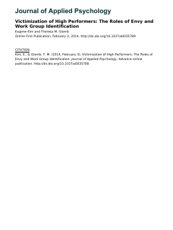 Journal of Applied Psychology Victimization of High Performers