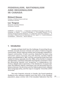 federalism, nationalism and regionalism in canada
