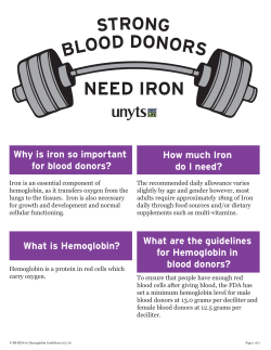 information on iron levels and blood donation, as well