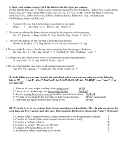 I. Parse each sentence using ONLY the labels in the list
