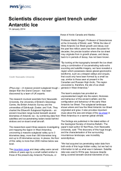 Scientists discover giant trench under Antarctic Ice