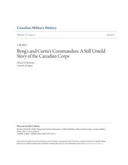 Byng`s and Currie`s Commanders: A Still Untold Story of the