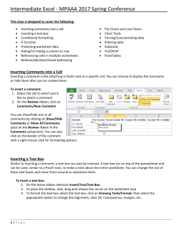Intermediate Excel - MPAAA 2017 Spring Conference