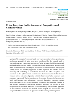 Urban Ecosystem Health Assessment: Perspectives and Chinese