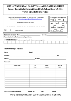 TEAM NOMINATION FORM - Manly Warringah Basketball