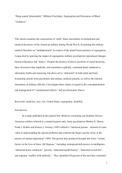 1 &ldquo;Deep-seated Abnormality&rdquo;: Military Psychiatry, Segregation and