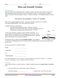 Moles and Scientific Notation