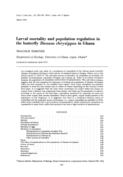 Larval mortality and population regulation in the butterfly Danaus