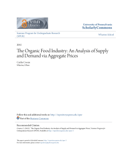 The Organic Food Industry: An Analysis of Supply and Demand via