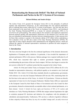 Europe hits home &ndash; The domestic deficits of representative