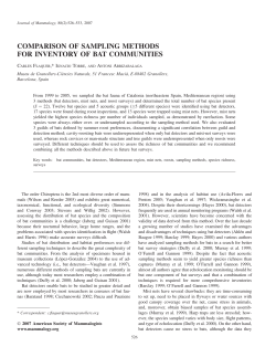 comparison of sampling methods for inventory of bat communities