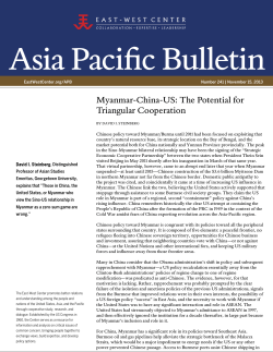 Myanmar-China-US: The Potential for Triangular - East